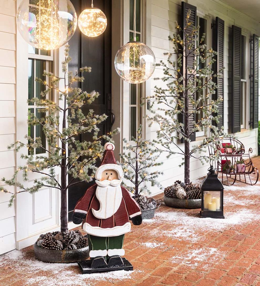 Plow &amp; Hearth Outdoor Lamps &amp; Lighting | Outdoor Living Indoor/Outdoor Lighted Snowy Pine Tree