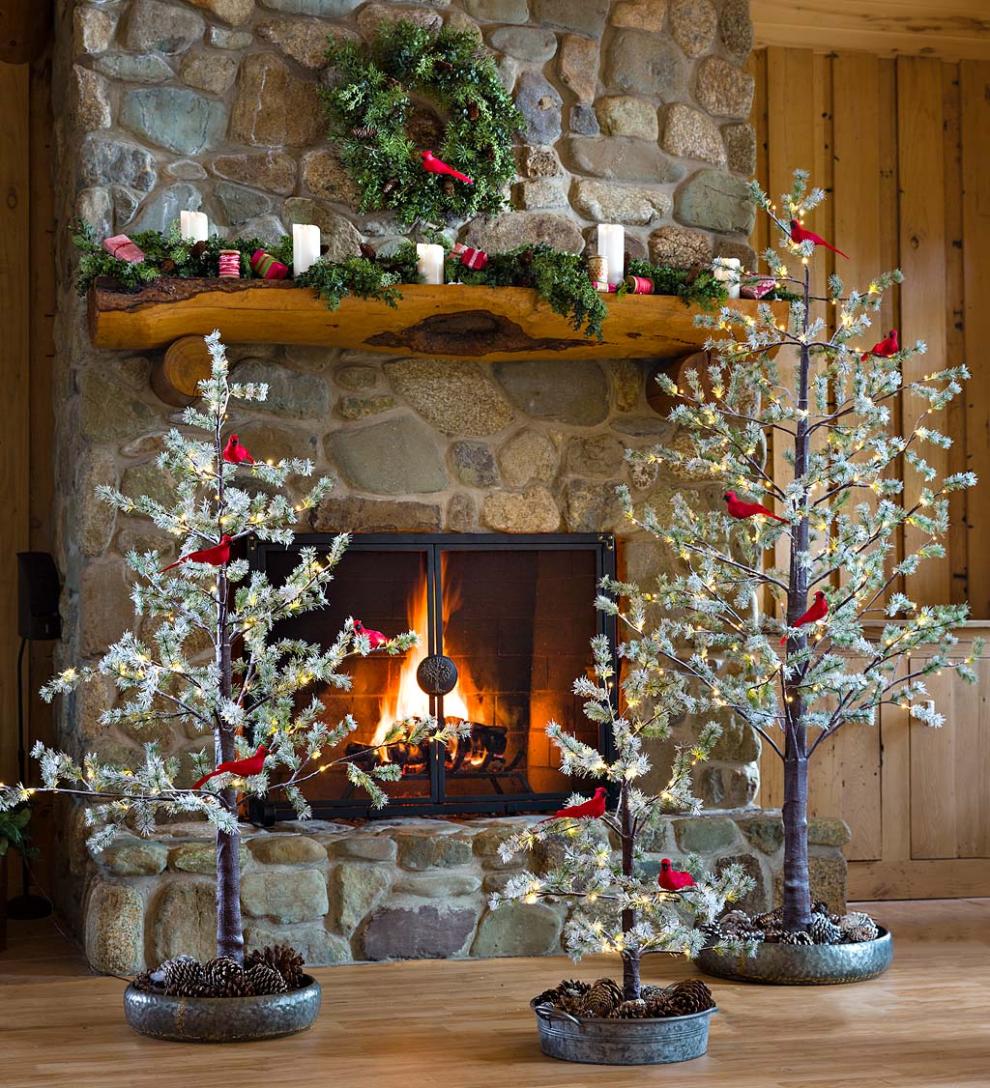 Plow &amp; Hearth Outdoor Lamps &amp; Lighting | Outdoor Living Indoor/Outdoor Lighted Snowy Pine Tree