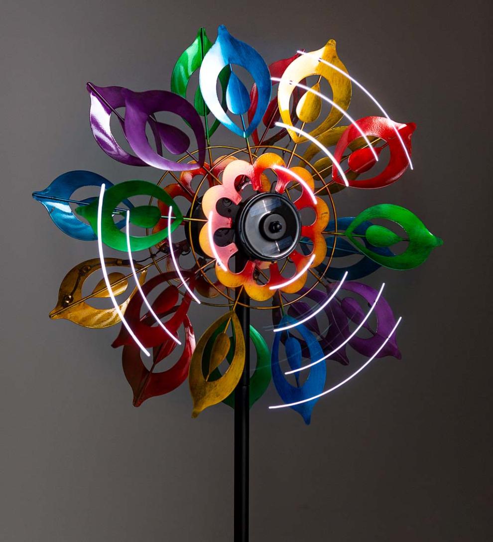 Plow &amp; Hearth Outdoor Lamps &amp; Lighting | Outdoor Living Multicolor Lily Flower Solar Wind Spinner - Multi