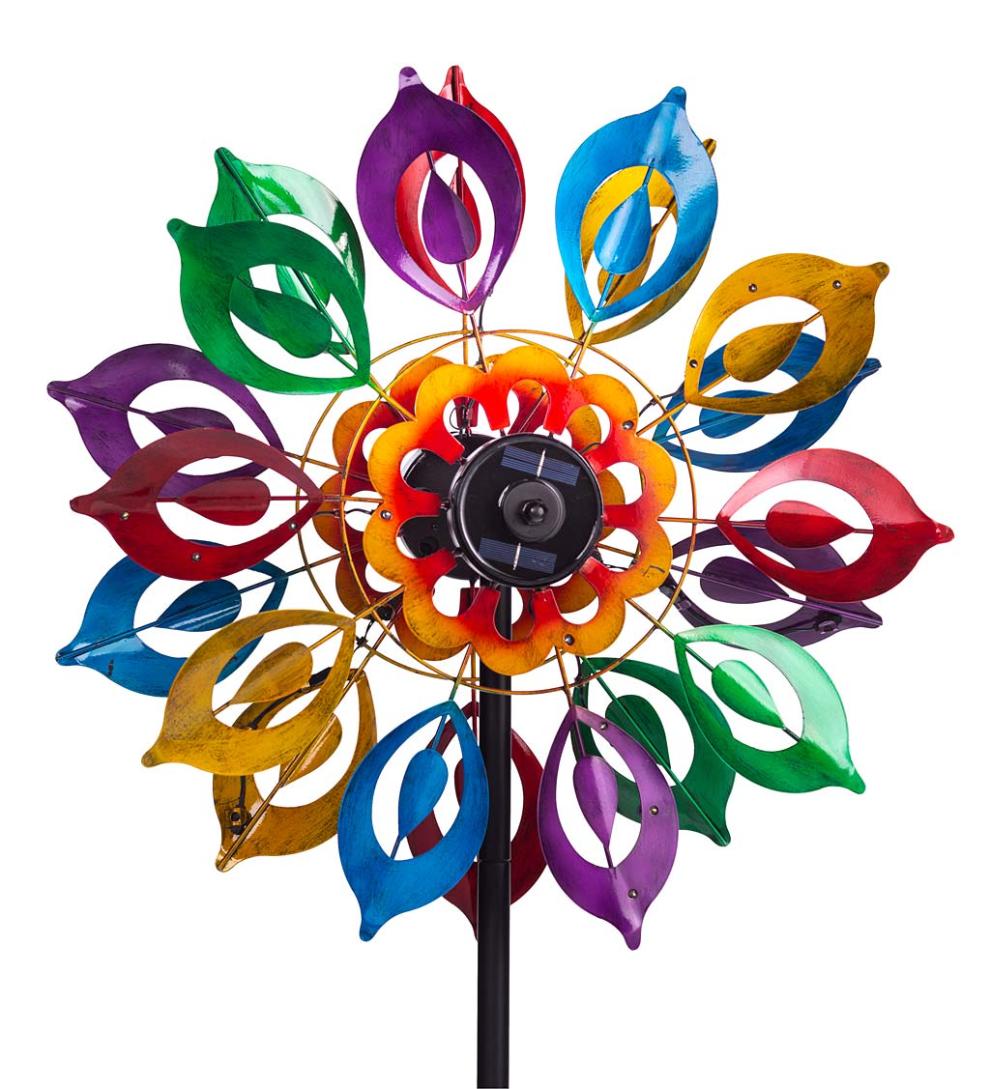 Plow &amp; Hearth Outdoor Lamps &amp; Lighting | Outdoor Living Multicolor Lily Flower Solar Wind Spinner - Multi