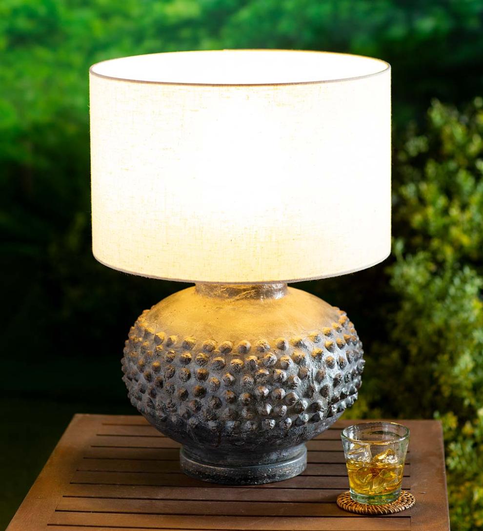 Plow &amp; Hearth Outdoor Lamps &amp; Lighting | Outdoor Living Outdoor Slate Color Table Lamp With Weather Resistant Shade