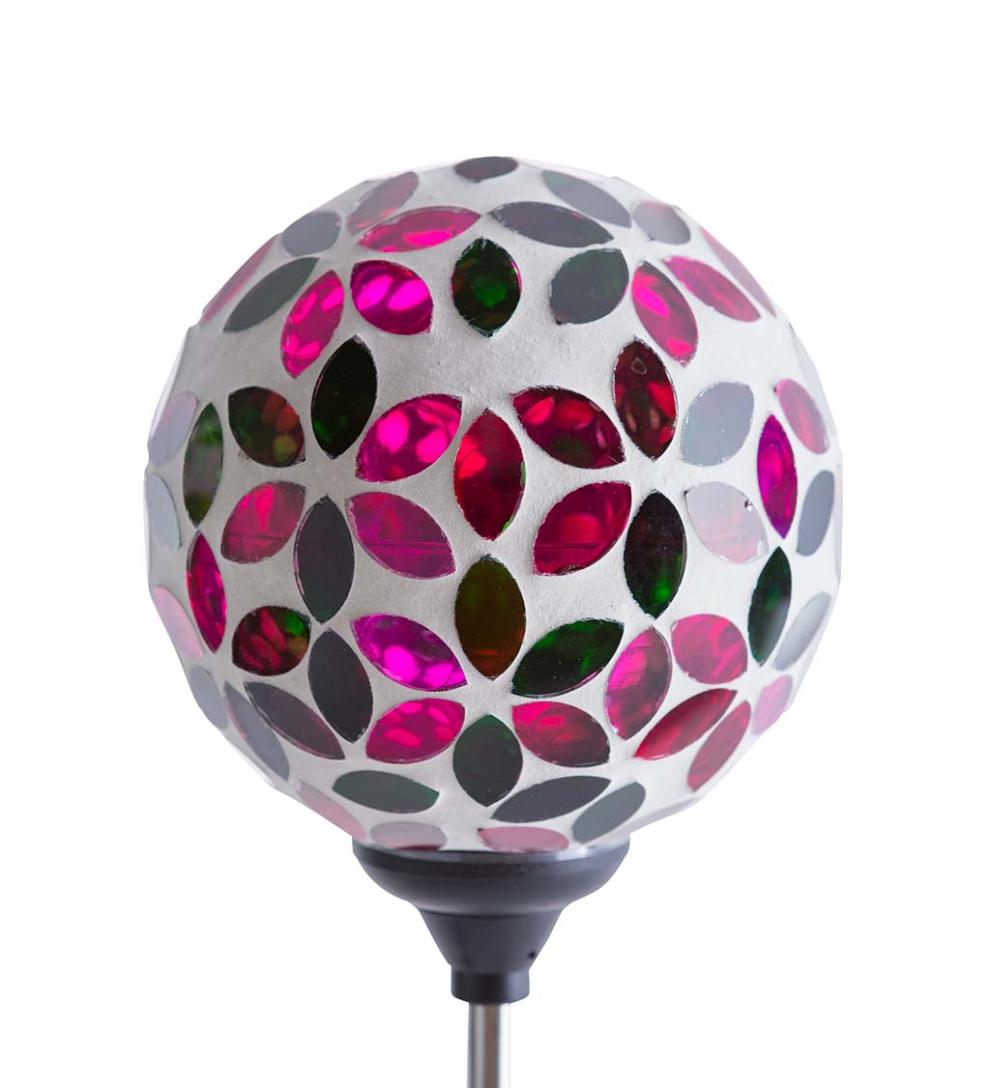 Plow &amp; Hearth Outdoor Lamps &amp; Lighting | Outdoor Living Pieced Glass Mosaic Solar Garden Stakes, Set Of 3