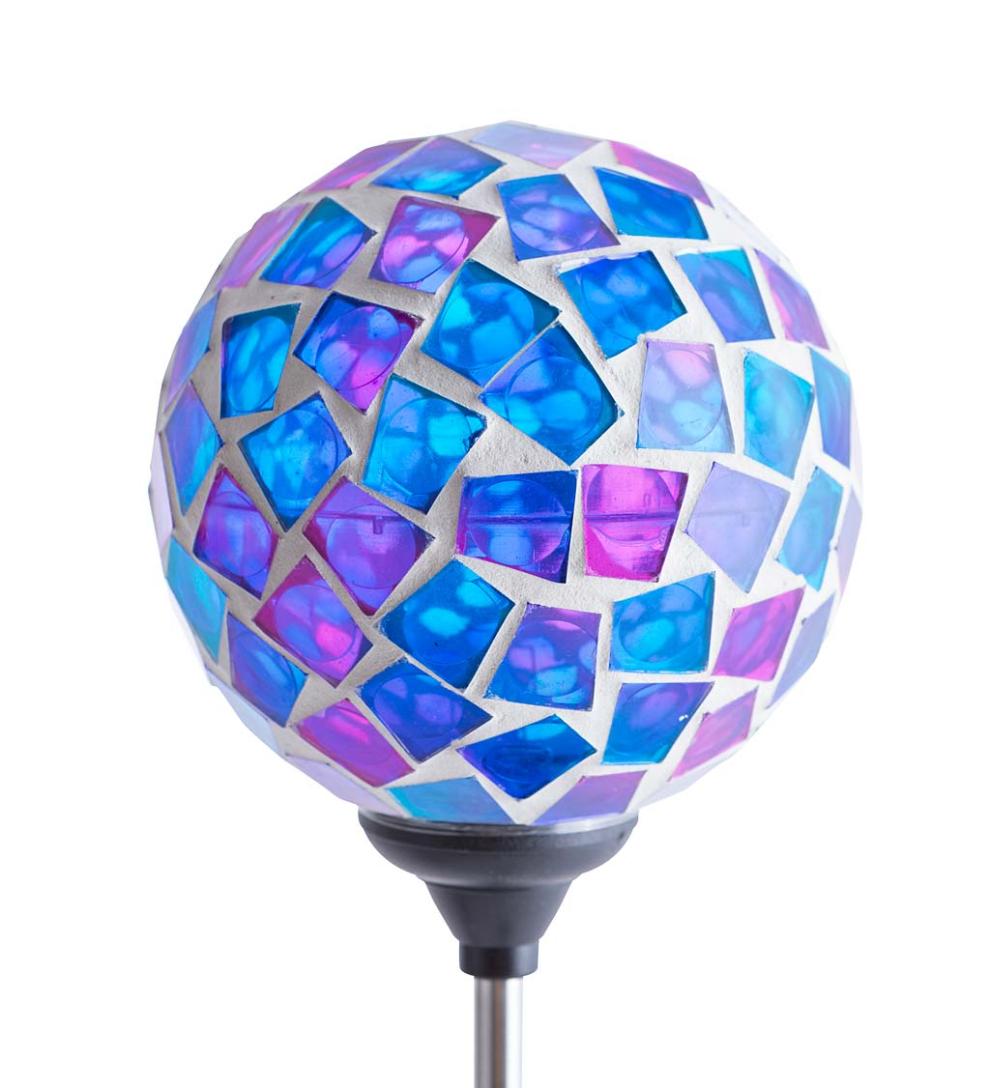 Plow &amp; Hearth Outdoor Lamps &amp; Lighting | Outdoor Living Pieced Glass Mosaic Solar Garden Stakes, Set Of 3