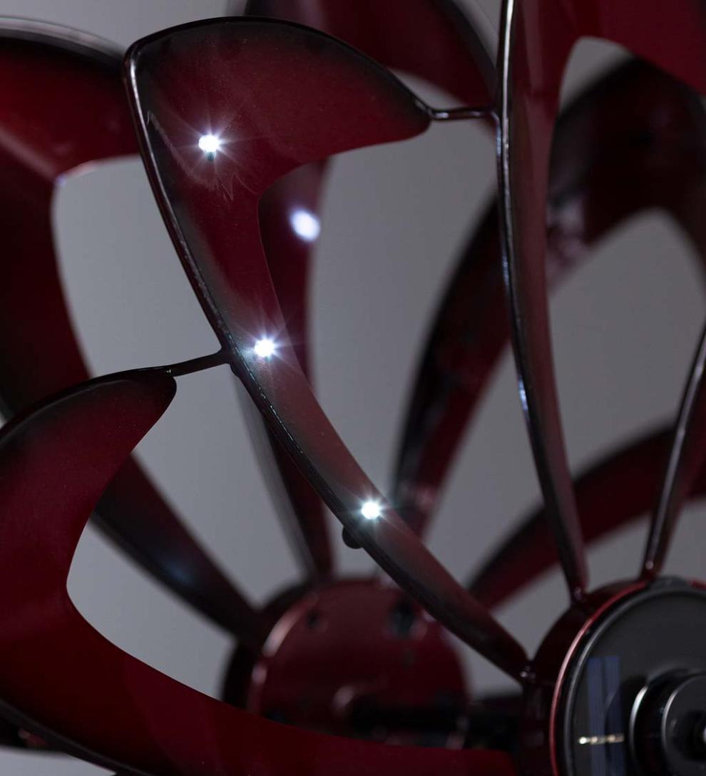 Plow &amp; Hearth Outdoor Lamps &amp; Lighting | Outdoor Living Solar Lighted Led Flower Metal Wind Spinner With Bi-Direction Rotors - Antique