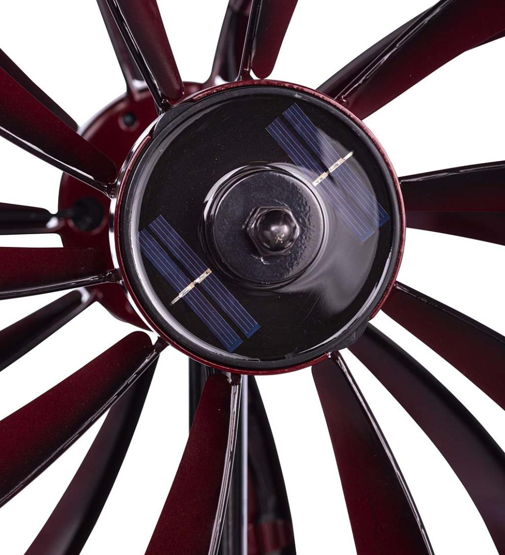 Plow &amp; Hearth Outdoor Lamps &amp; Lighting | Outdoor Living Solar Lighted Led Flower Metal Wind Spinner With Bi-Direction Rotors - Antique