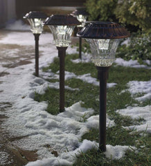 Plow &amp; Hearth Outdoor Lamps &amp; Lighting | Outdoor Living Super-Bright Solar Led Path Lights, Set Of 4 - Black