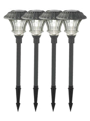 Plow &amp; Hearth Outdoor Lamps &amp; Lighting | Outdoor Living Super-Bright Solar Led Path Lights, Set Of 4 - Black