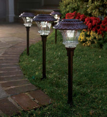 Plow &amp; Hearth Outdoor Lamps &amp; Lighting | Outdoor Living Super-Bright Solar Led Path Lights, Set Of 4 - Black