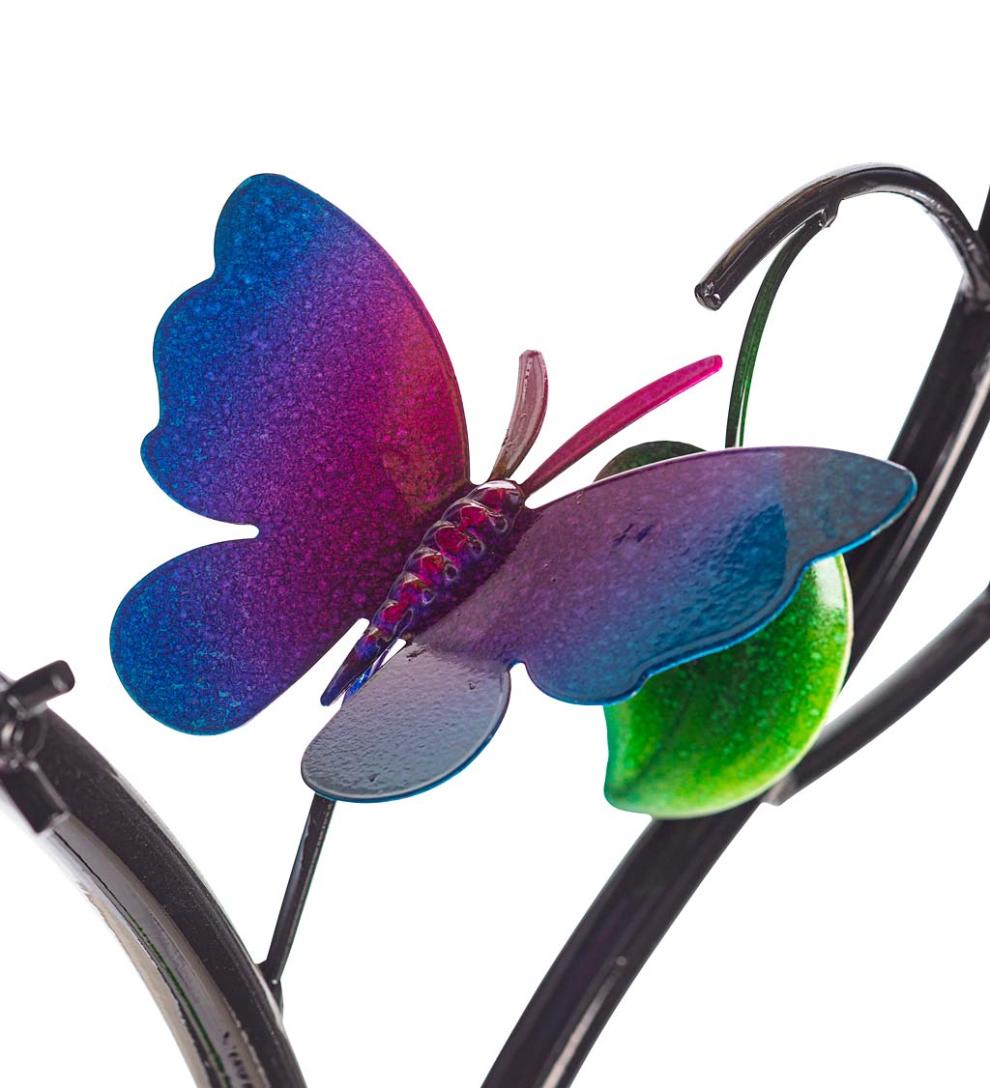 Plow &amp; Hearth Outdoor Lamps &amp; Lighting | Outdoor Living Triple Flower Spinner With Color-Changing Solar Crackle Glass Orbs