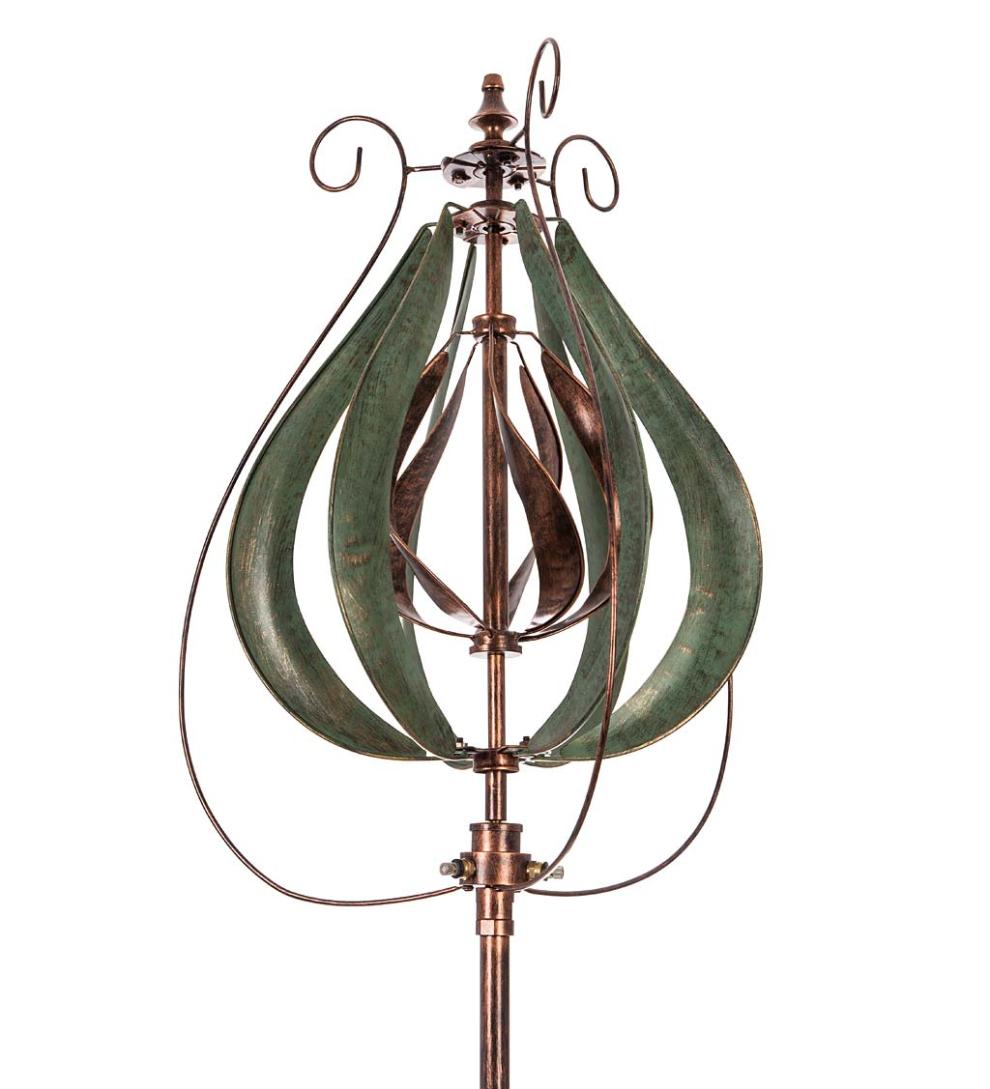 Plow &amp; Hearth Outdoor Lamps &amp; Lighting | Outdoor Living Water Misting Garden Wind Spinner - Verdigris Copper