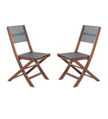 Plow &amp; Hearth Outdoor Seating Sets | Outdoor Living Eucalyptus Wood Outdoor Bistro Set With 2 Textilene Fabric Chairs