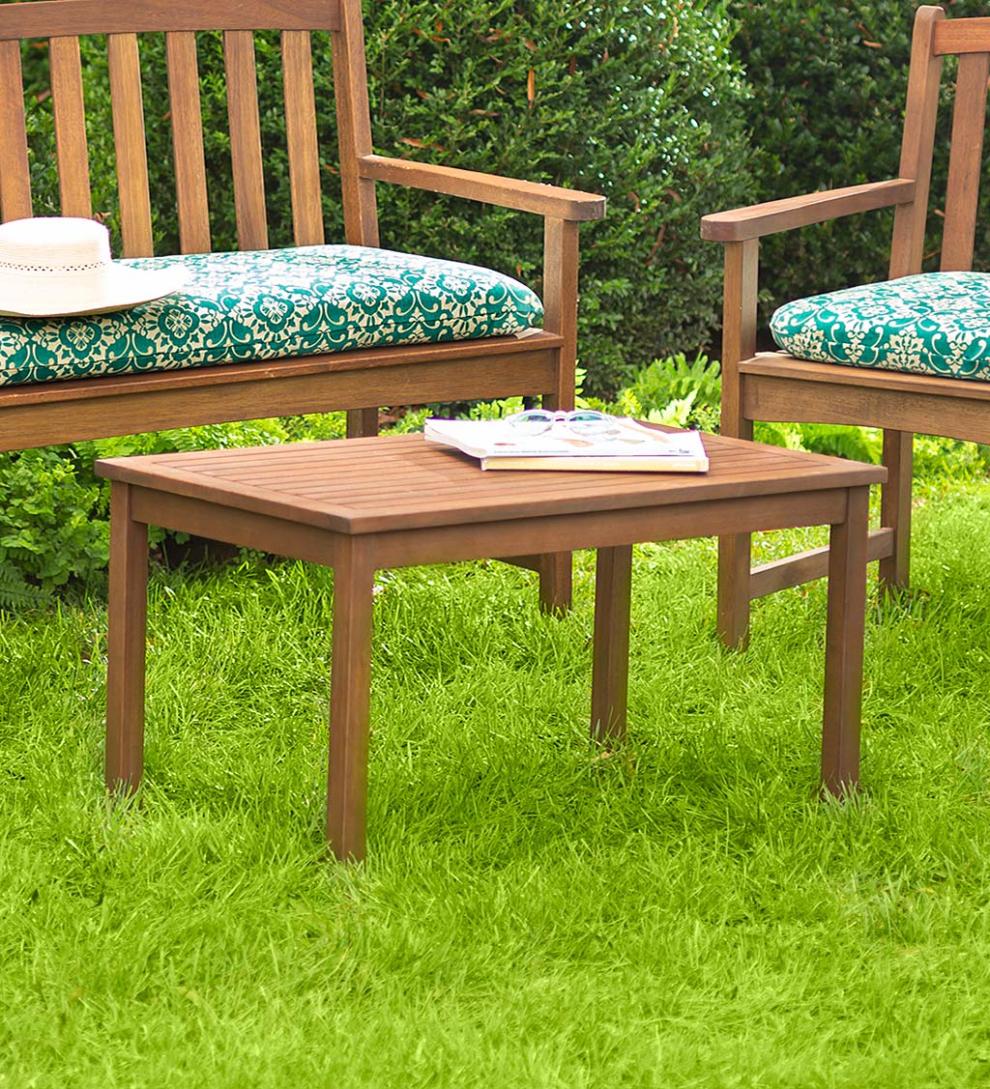 Plow &amp; Hearth Outdoor Seating Sets | Outdoor Living Lancaster Eucalyptus Outdoor Seating, 4-Piece Set - Natural