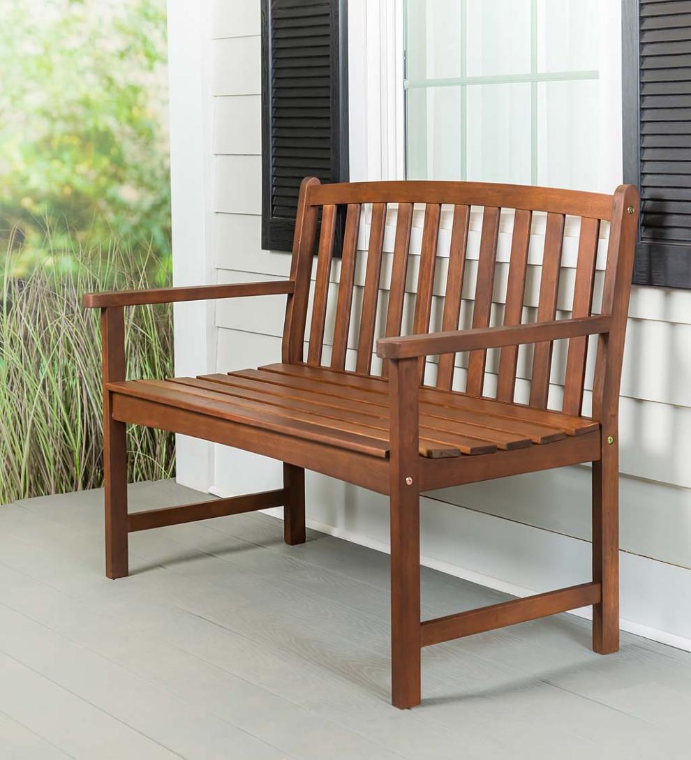 Plow &amp; Hearth Outdoor Seating Sets | Outdoor Living Lancaster Eucalyptus Outdoor Seating, 4-Piece Set - Natural