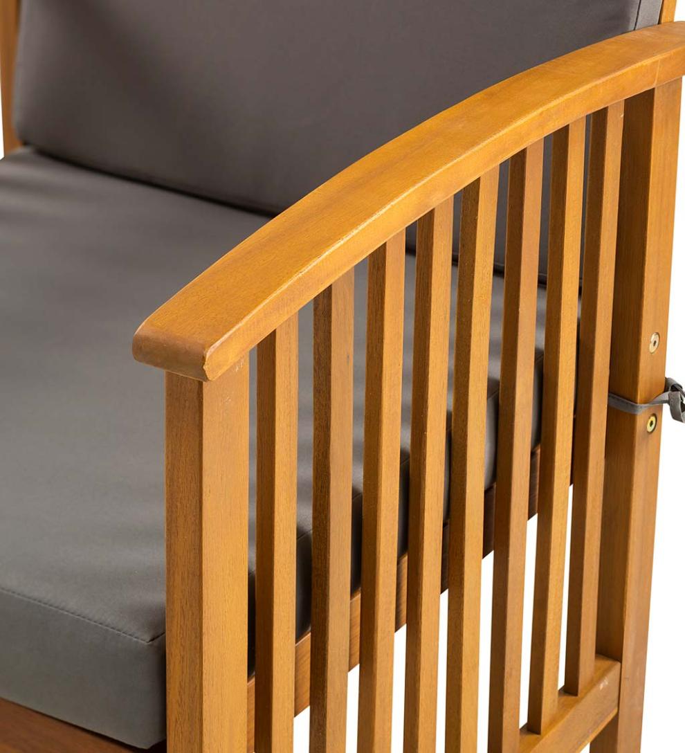 Plow &amp; Hearth Outdoor Seating Sets | Outdoor Living Mission Style Acadia Wood Outdoor Seating Set With Cushions - Natural