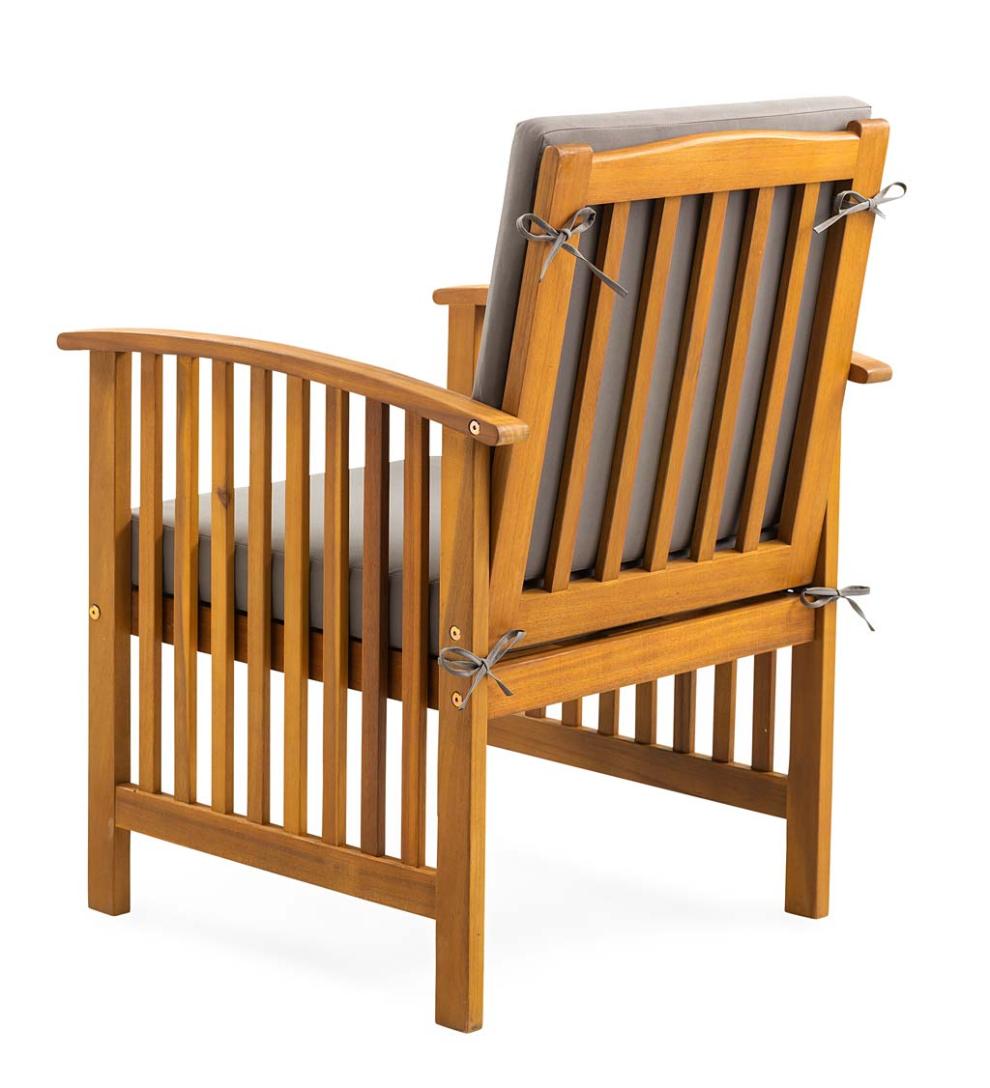 Plow &amp; Hearth Outdoor Seating Sets | Outdoor Living Mission Style Acadia Wood Outdoor Seating Set With Cushions - Natural