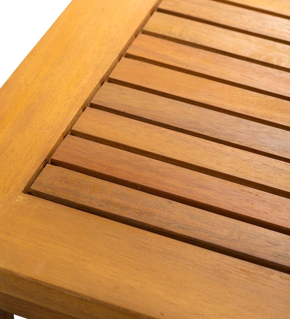 Plow &amp; Hearth Outdoor Seating Sets | Outdoor Living Mission Style Acadia Wood Outdoor Seating Set With Cushions - Natural