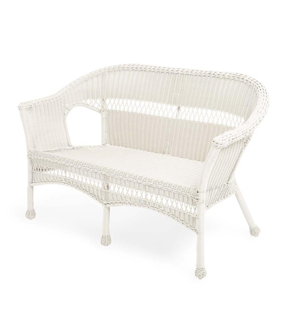 Plow &amp; Hearth Outdoor Side Tables | Outdoor Living Easy Care Resin Wicker End Table - Black