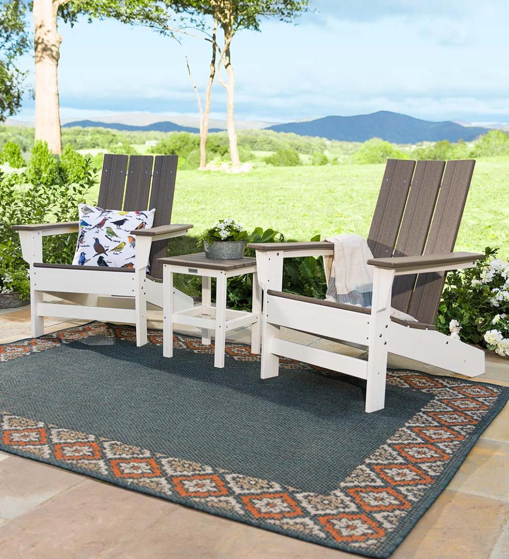 Plow &amp; Hearth Outdoor Side Tables | Outdoor Living May River Outdoor Seating 3-Piece Set - Coastal Gray/White