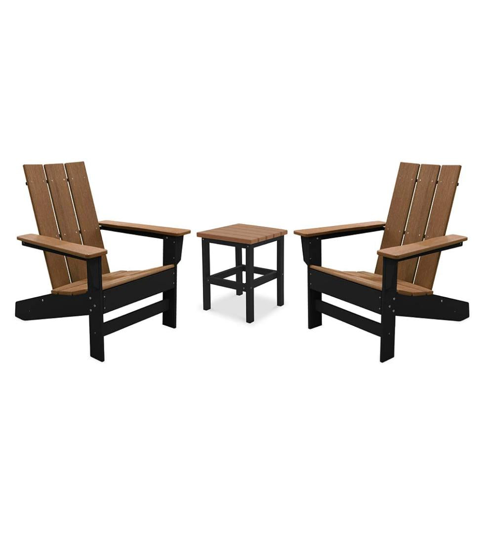 Plow &amp; Hearth Outdoor Side Tables | Outdoor Living May River Outdoor Seating 3-Piece Set - Coastal Gray/White