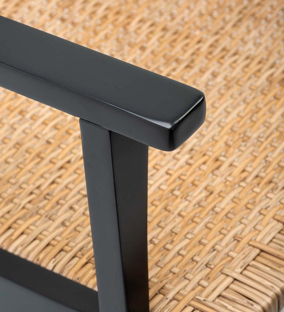 Plow &amp; Hearth Outdoor Wicker | Outdoor Living Claytor Eucalyptus Outdoor 2 Chairs And 2 Ottomans With Table, 5-Piece Set - Black