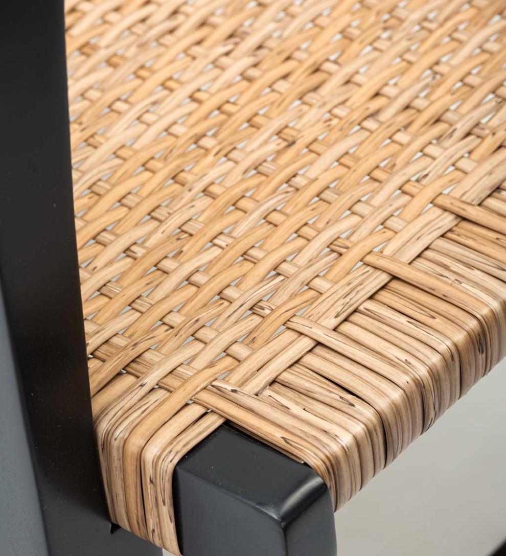 Plow &amp; Hearth Outdoor Wicker | Outdoor Living Claytor Eucalyptus Outdoor Furniture, Chair And Ottoman, 2-Piece Set - Black