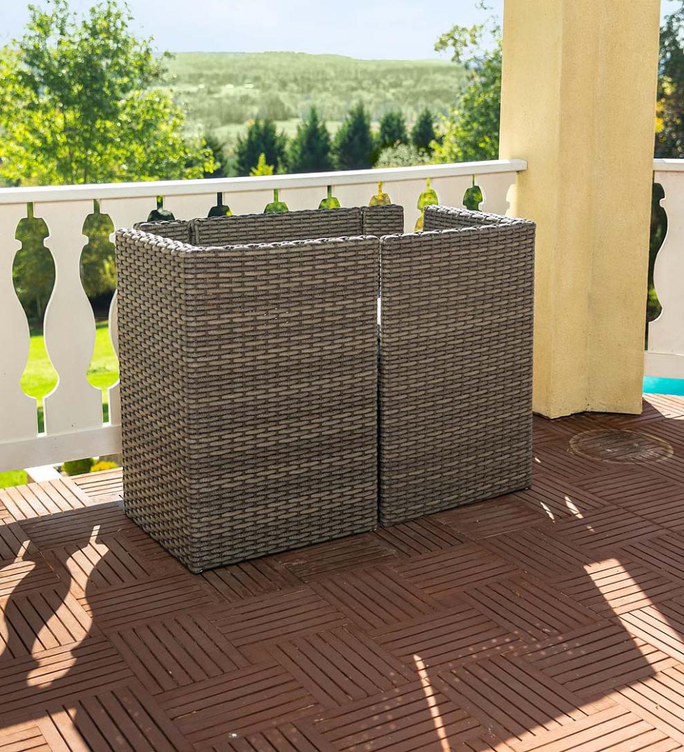 Plow &amp; Hearth Outdoor Wicker | Outdoor Living Compact Modular Wicker Seating Set With Multiple Configurations - Antique Brown