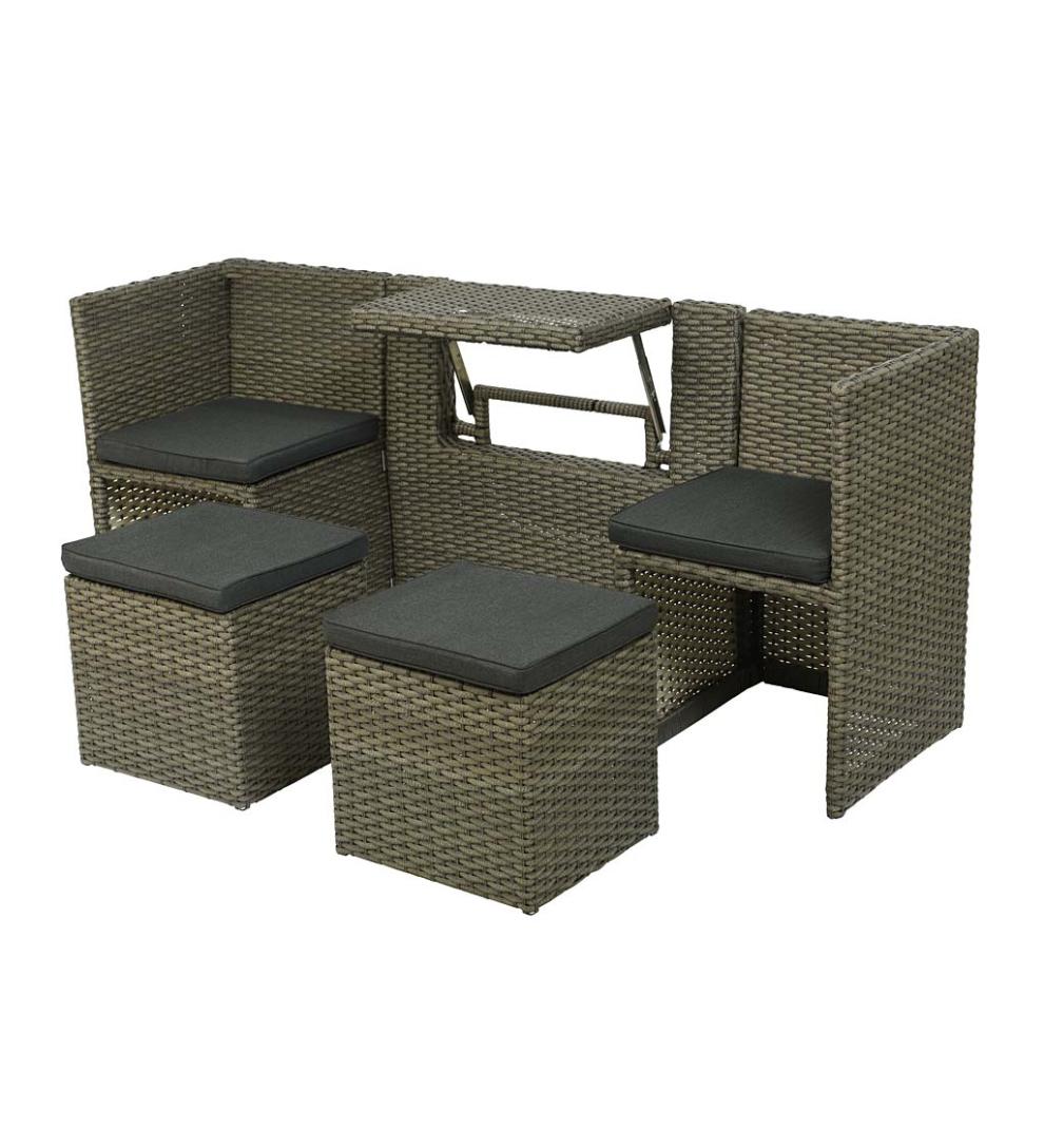 Plow &amp; Hearth Outdoor Wicker | Outdoor Living Compact Modular Wicker Seating Set With Multiple Configurations - Antique Brown