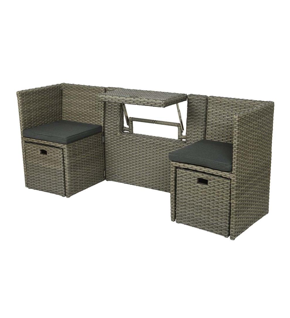 Plow &amp; Hearth Outdoor Wicker | Outdoor Living Compact Modular Wicker Seating Set With Multiple Configurations - Antique Brown