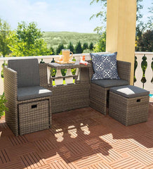 Plow &amp; Hearth Outdoor Wicker | Outdoor Living Compact Modular Wicker Seating Set With Multiple Configurations - Antique Brown