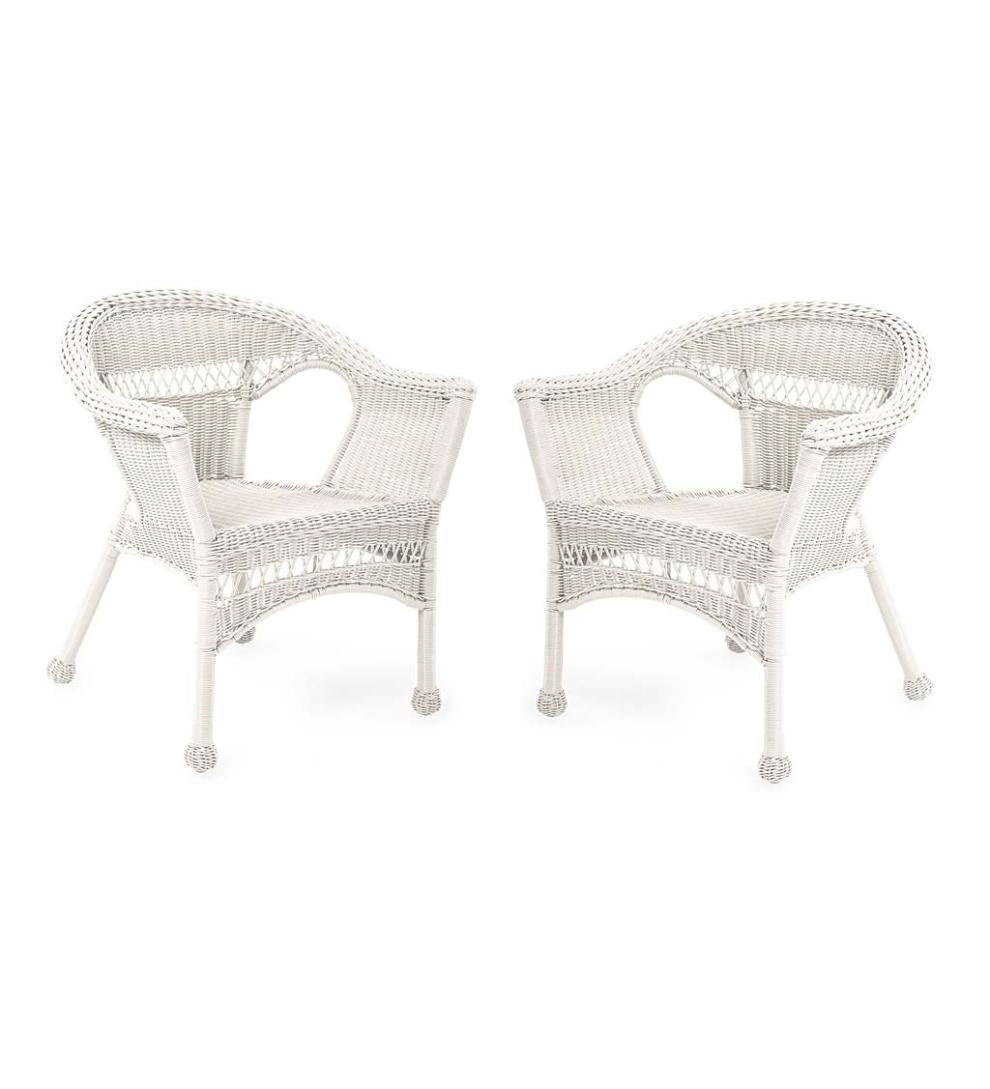 Plow &amp; Hearth Outdoor Wicker | Outdoor Living Easy Care Resin Wicker Chairs, Set Of 2 - Black