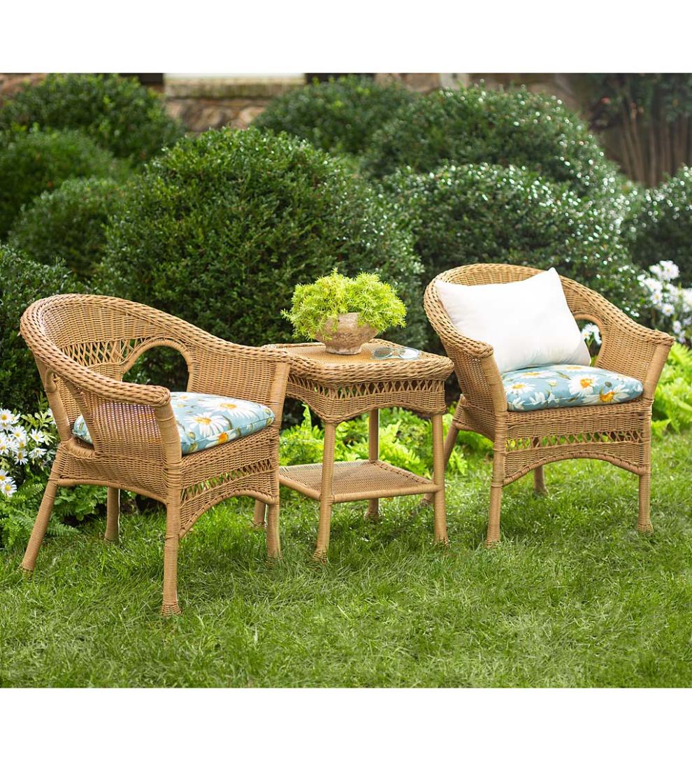 Plow &amp; Hearth Outdoor Wicker | Outdoor Living Easy Care Resin Wicker Chairs, Set Of 2 - Black