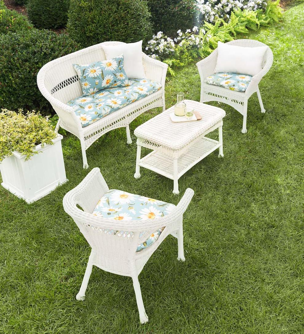 Plow &amp; Hearth Outdoor Wicker | Outdoor Living Easy Care Resin Wicker Chairs, Set Of 2 - Black