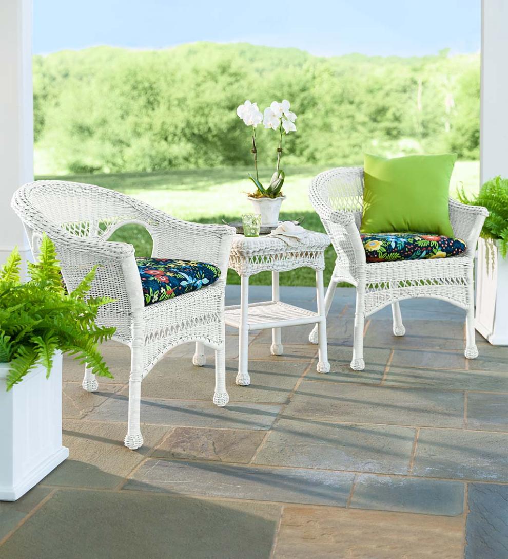 Plow &amp; Hearth Outdoor Wicker | Outdoor Living Easy Care Resin Wicker Chairs, Set Of 2 - Black