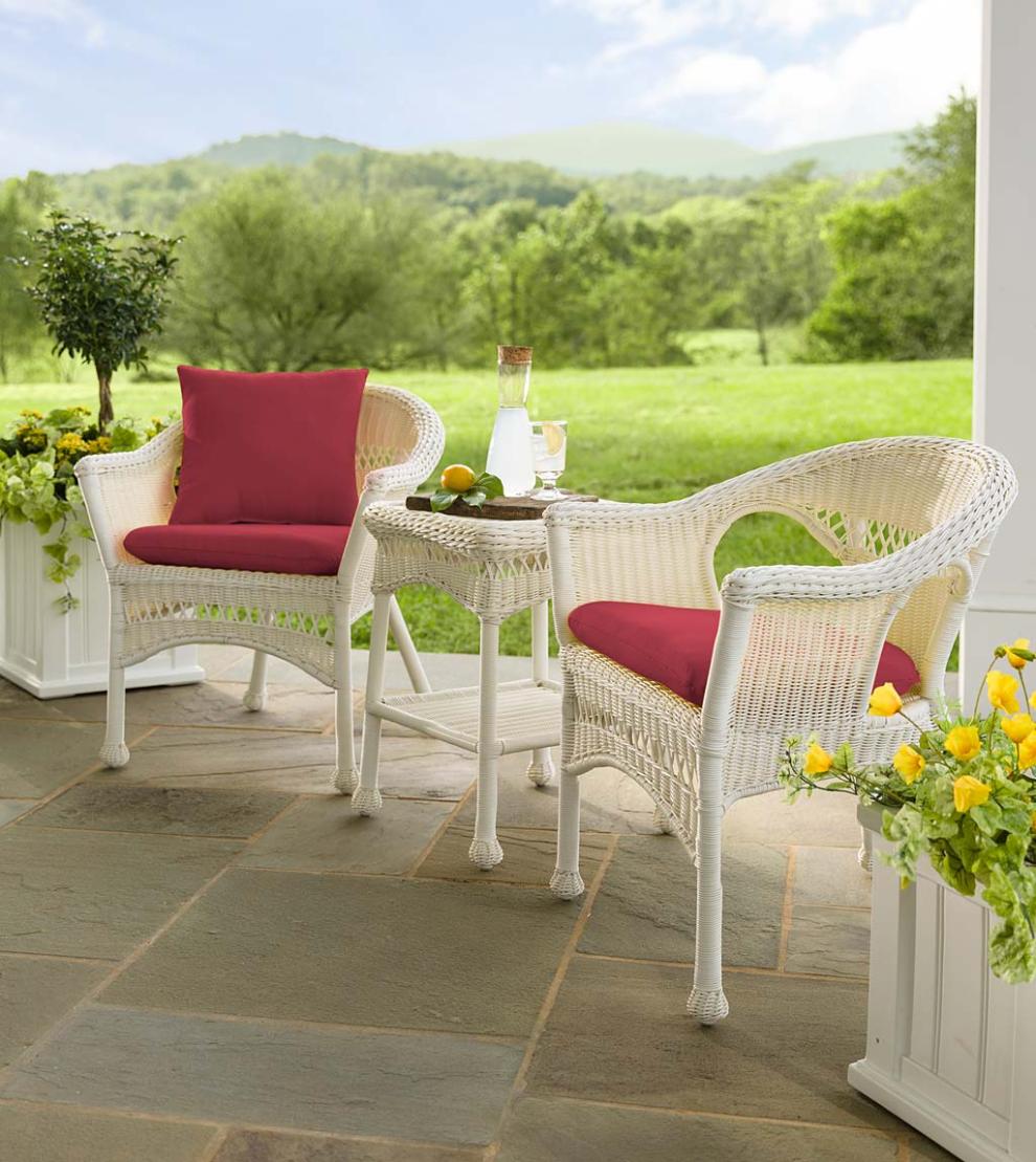 Plow &amp; Hearth Outdoor Wicker | Outdoor Living Easy Care Resin Wicker Chairs, Set Of 2 - Black