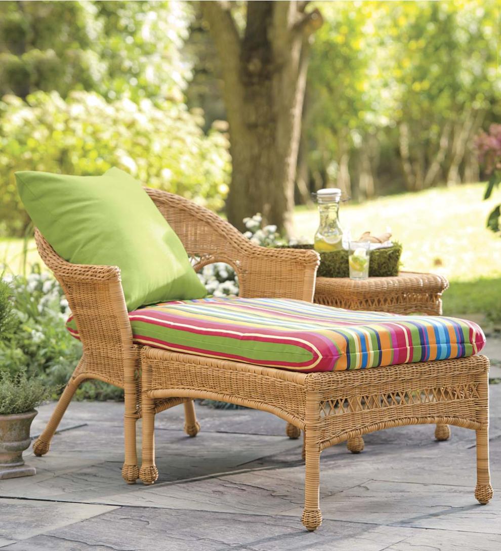Plow &amp; Hearth Outdoor Wicker | Outdoor Living Easy Care Resin Wicker Chaise - Black