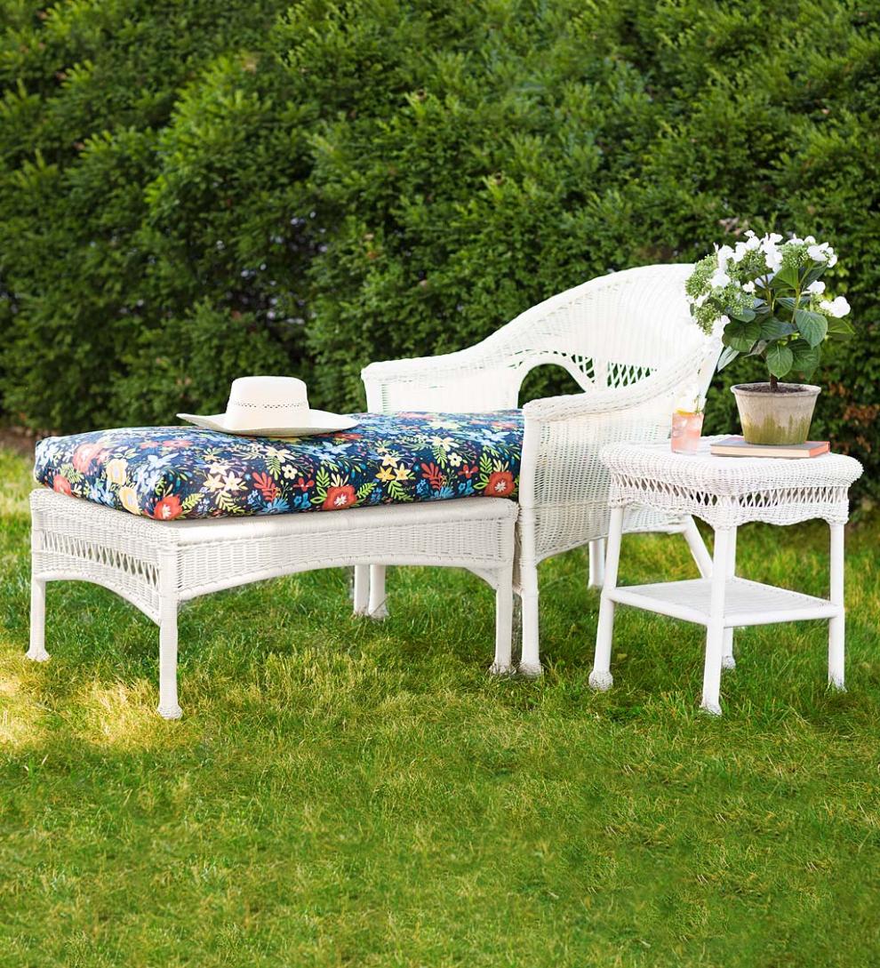 Plow &amp; Hearth Outdoor Wicker | Outdoor Living Easy Care Resin Wicker Chaise - Black