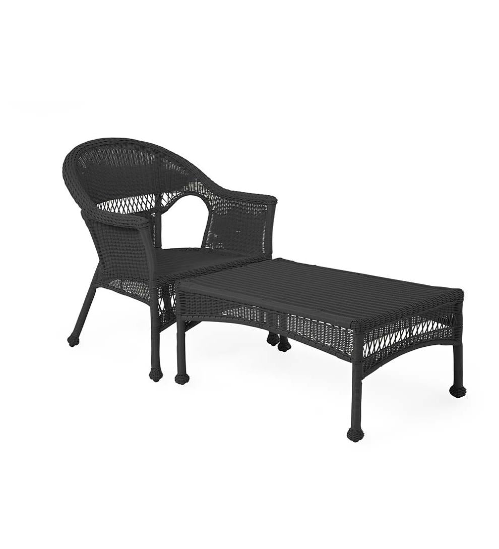 Plow &amp; Hearth Outdoor Wicker | Outdoor Living Easy Care Resin Wicker Chaise - Black