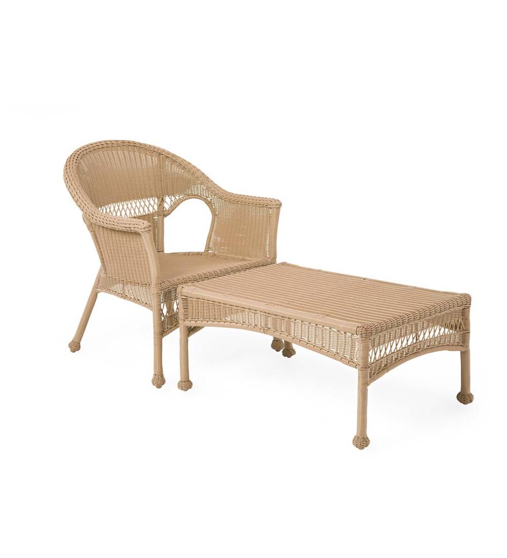 Plow &amp; Hearth Outdoor Wicker | Outdoor Living Easy Care Resin Wicker Chaise - Black