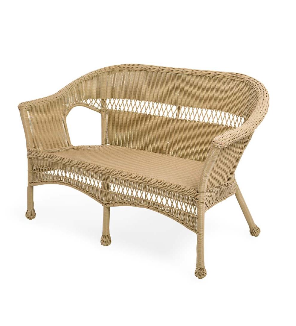 Plow &amp; Hearth Outdoor Wicker | Outdoor Living Easy Care Resin Wicker Love Seat, Chairs And Coffee Table Set