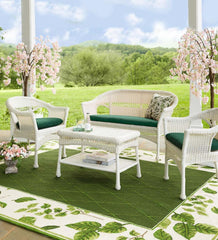 Plow &amp; Hearth Outdoor Wicker | Outdoor Living Easy Care Resin Wicker Love Seat, Chairs And Coffee Table Set