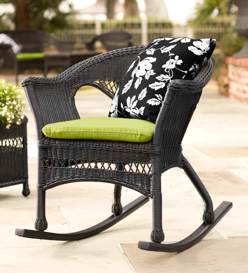 Plow &amp; Hearth Outdoor Wicker | Outdoor Living Easy Care Resin Wicker Rocker And End Table