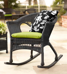 Plow &amp; Hearth Outdoor Wicker | Outdoor Living Easy Care Resin Wicker Rocker And End Table