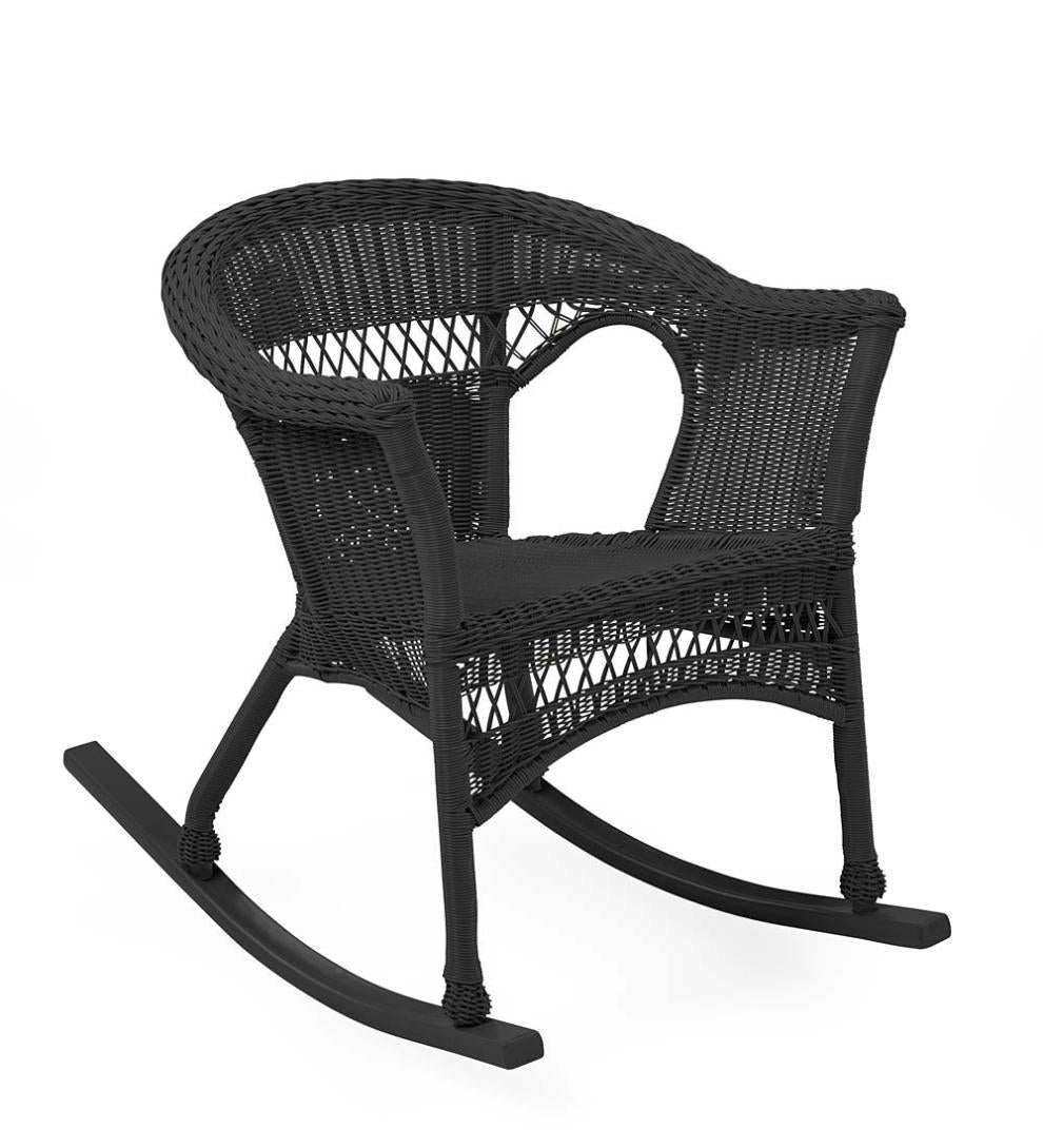Plow &amp; Hearth Outdoor Wicker | Outdoor Living Easy Care Resin Wicker Rocker And End Table