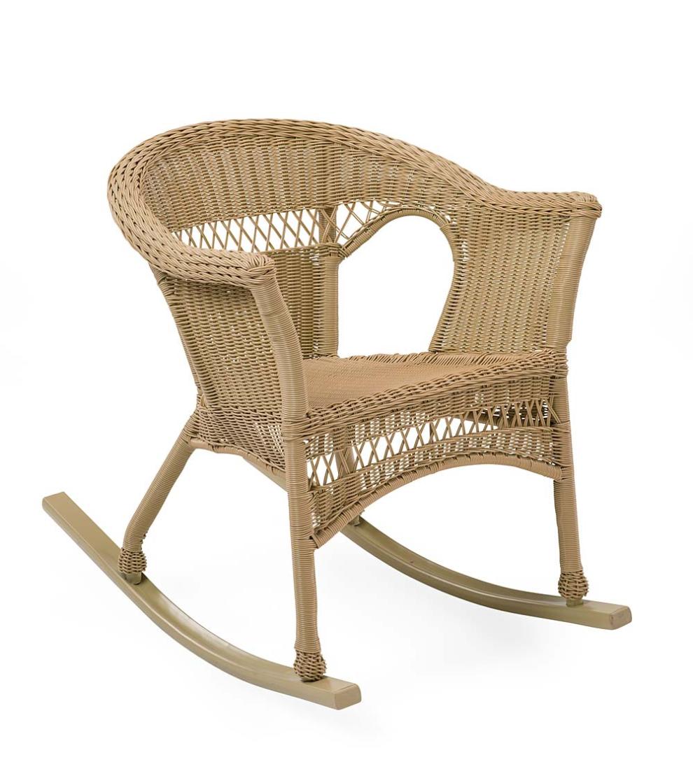Plow &amp; Hearth Outdoor Wicker | Outdoor Living Easy Care Resin Wicker Rocker And End Table