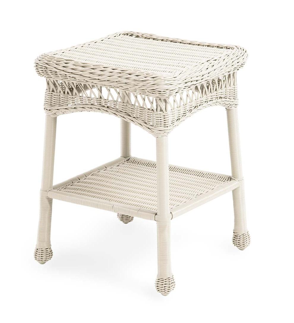 Plow &amp; Hearth Outdoor Wicker | Outdoor Living Easy Care Resin Wicker Rocker And End Table