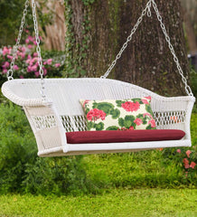 Plow &amp; Hearth Outdoor Wicker | Outdoor Living Easy Care Resin Wicker Swing - Natural