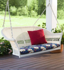 Plow &amp; Hearth Outdoor Wicker | Outdoor Living Easy Care Resin Wicker Swing - Natural