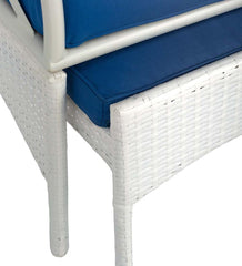 Plow &amp; Hearth Outdoor Wicker | Outdoor Living Five Piece White Wicker Patio Furniture Set With Cushions - White