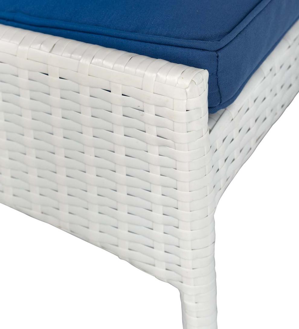 Plow &amp; Hearth Outdoor Wicker | Outdoor Living Five Piece White Wicker Patio Furniture Set With Cushions - White