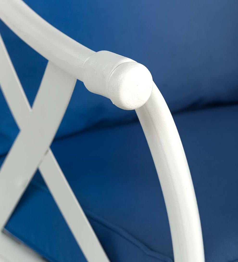 Plow &amp; Hearth Outdoor Wicker | Outdoor Living Five Piece White Wicker Patio Furniture Set With Cushions - White